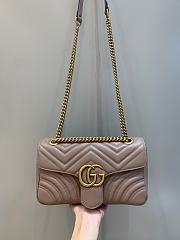 Okify Gucci GG Marmont Small Shoulder Bag Nude Chevron Leather With Heart - 1