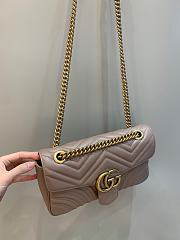 Okify Gucci GG Marmont Small Shoulder Bag Nude Chevron Leather With Heart - 3