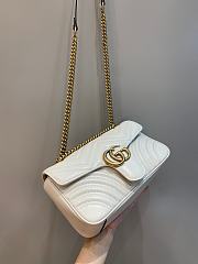 Okify Gucci GG Marmont Small Shoulder Bag White Chevron Leather With Heart - 4