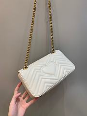 Okify Gucci GG Marmont Small Shoulder Bag White Chevron Leather With Heart - 3