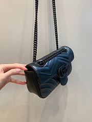 Okify Gucci GG Marmont Mini Shoulder Bag Black Chervon Leather Black Hadware - 2