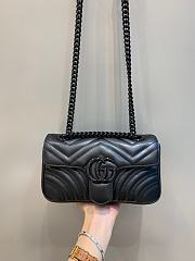Okify Gucci GG Marmont Mini Shoulder Bag Black Chervon Leather Black Hadware - 3