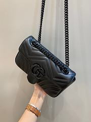 Okify Gucci GG Marmont Mini Shoulder Bag Black Chervon Leather Black Hadware - 5