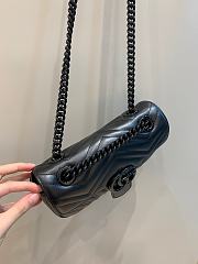 Okify Gucci GG Marmont Mini Shoulder Bag Black Chervon Leather Black Hadware - 6