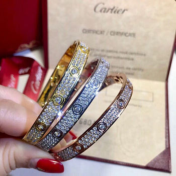 Okify Cartier Bracelet Diamond Paved Diamonds