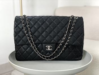 Okify Chanel XL Flap Bag Black Silver Hardware 