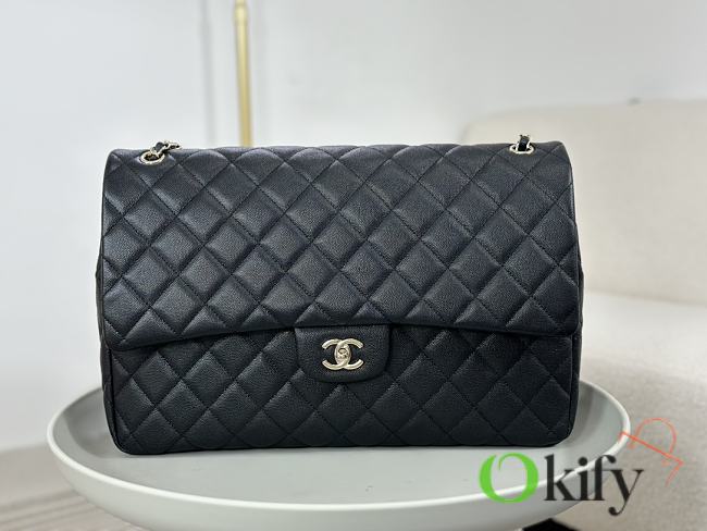 Okify Chanel XL Flap Bag Black Gold Hardware - 1