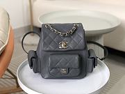 Okify Chanel Gray Quilted Caviar Small Backpack Gold Hardware - 1