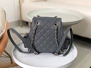 Okify Chanel Gray Quilted Caviar Small Backpack Gold Hardware - 5