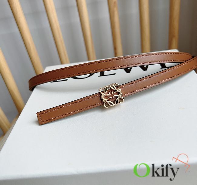 Okify Loewe Anagram Reversible Leather Belt Brown Gold/ Silver Hardware - 1