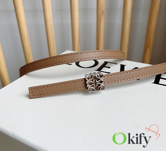 Okify Loewe Anagram Reversible Leather Belt Nude Gold/ Silver Hardware - 1