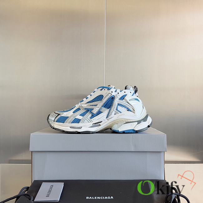 Okify Balenciaga Blue White Runner Sneakers - 1