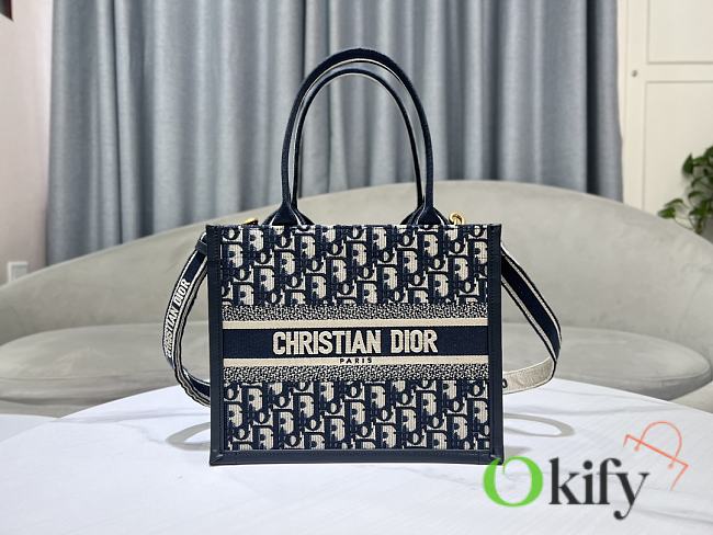 Okify Dior Book Tote Bag Small Dior Oblique Embroidery - 1