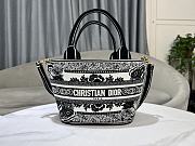 Okify Dior Hat Basket Bag White And Black Butterfly Bandana Embroidery - 1
