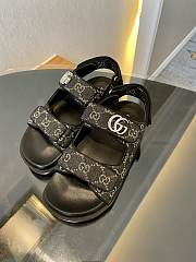 Okify Gucci Women's Double G Sandal Black And Grey GG Denim - 2