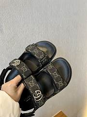 Okify Gucci Women's Double G Sandal Black And Grey GG Denim - 3