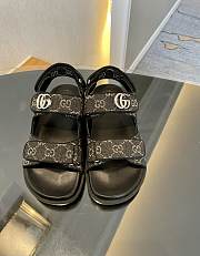 Okify Gucci Women's Double G Sandal Black And Grey GG Denim - 4