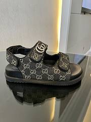 Okify Gucci Women's Double G Sandal Black And Grey GG Denim - 5