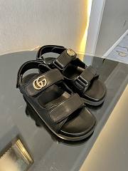 Okify Gucci Women's Double G Sandal Black Leather - 6