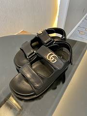 Okify Gucci Women's Double G Sandal Black Leather - 5