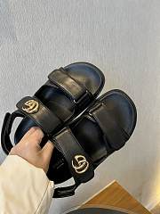 Okify Gucci Women's Double G Sandal Black Leather - 2