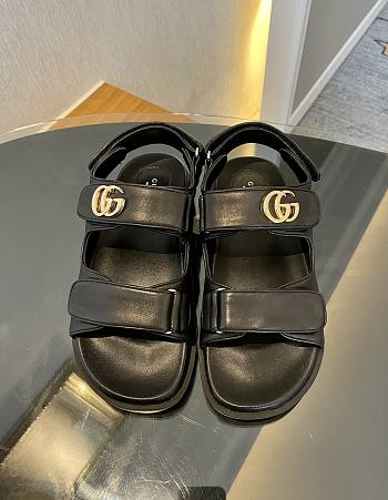Okify Gucci Women's Double G Sandal Black Leather
