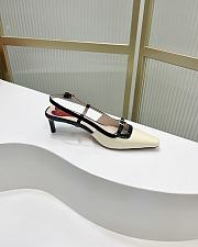 Okify Roger Vivier Mini Buckle Slingback Pumps in Patent Leather White Black - 3