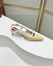Okify Roger Vivier Mini Buckle Slingback Pumps in Patent Leather Yellow White - 4