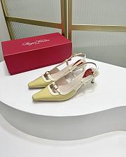 Okify Roger Vivier Mini Buckle Slingback Pumps in Patent Leather Yellow White - 6