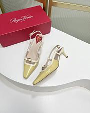 Okify Roger Vivier Mini Buckle Slingback Pumps in Patent Leather Yellow White - 5