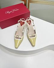 Okify Roger Vivier Mini Buckle Slingback Pumps in Patent Leather Yellow White - 3