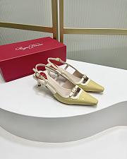 Okify Roger Vivier Mini Buckle Slingback Pumps in Patent Leather Yellow White - 2