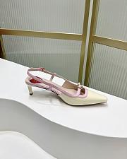 Okify Roger Vivier Mini Buckle Slingback Pumps in Patent Leather White Pink - 6