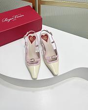Okify Roger Vivier Mini Buckle Slingback Pumps in Patent Leather White Pink - 4