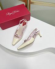 Okify Roger Vivier Mini Buckle Slingback Pumps in Patent Leather White Pink - 2