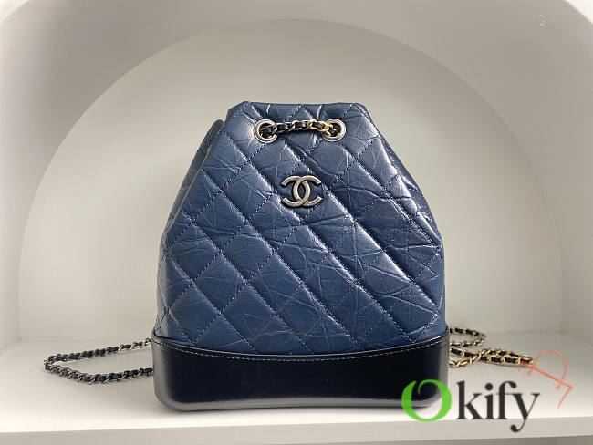 Okify CC Blue Quilted Leather Gabrielle Backpack - 1