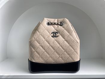 Okify CC Beige Quilted Leather Gabrielle Backpack
