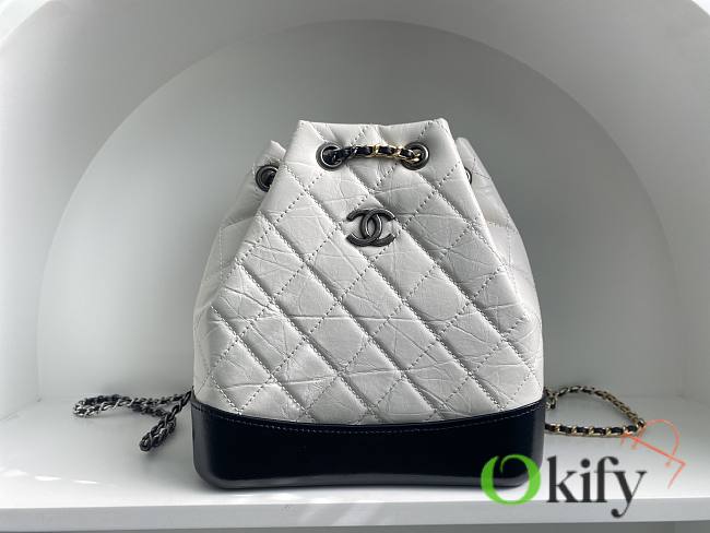 Okify CC White Quilted Leather Gabrielle Backpack - 1