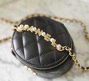 Okify CC Chain Cosmetic Bag Pearl Handle Small Round Bag Black - 4