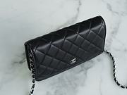 Okify CC Classic Quilted Wallet on Silver Chain Black Lambskin  - 5