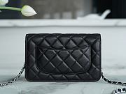 Okify CC Classic Quilted Wallet on Silver Chain Black Lambskin  - 2