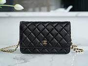 Okify CC Classic Quilted Wallet on Gold Chain Black Lambskin  - 1