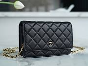 Okify CC Classic Quilted Wallet on Gold Chain Black Lambskin  - 4
