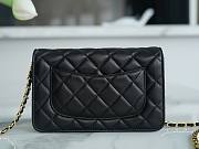 Okify CC Classic Quilted Wallet on Gold Chain Black Lambskin  - 2