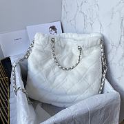 Okify Chanel Large Backpack Lambskin Leather & Silver Metal White - 6