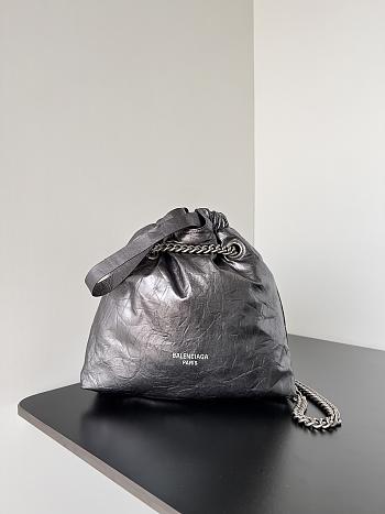 Okify Balenciaga Crush Small Tote Bag In Silver Crushed Calfskin Aged-Gold Hardware