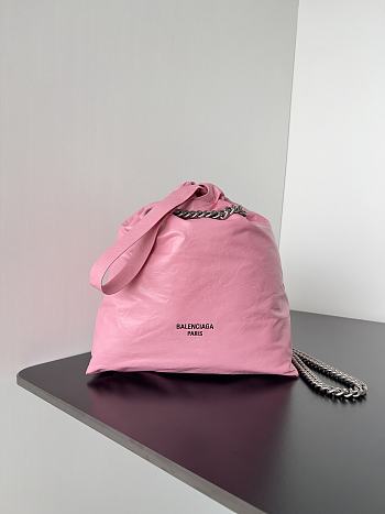 Okify Balenciaga Crush Small Tote Bag In Pink Crushed Calfskin Aged-Gold Hardware