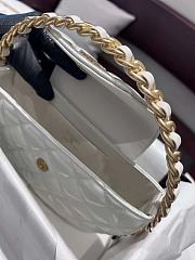 Okify CC Chanel 23k White Hula Hoop Bag Quilted Patent Leather Gold Hardware - 6