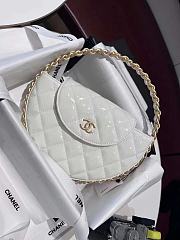 Okify CC Chanel 23k White Hula Hoop Bag Quilted Patent Leather Gold Hardware - 4