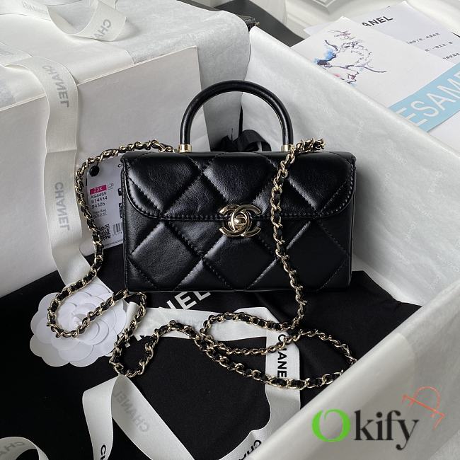 Okify CC Mini Box Bag Glossy Calfskin & Gold-Tone Metal  - 1